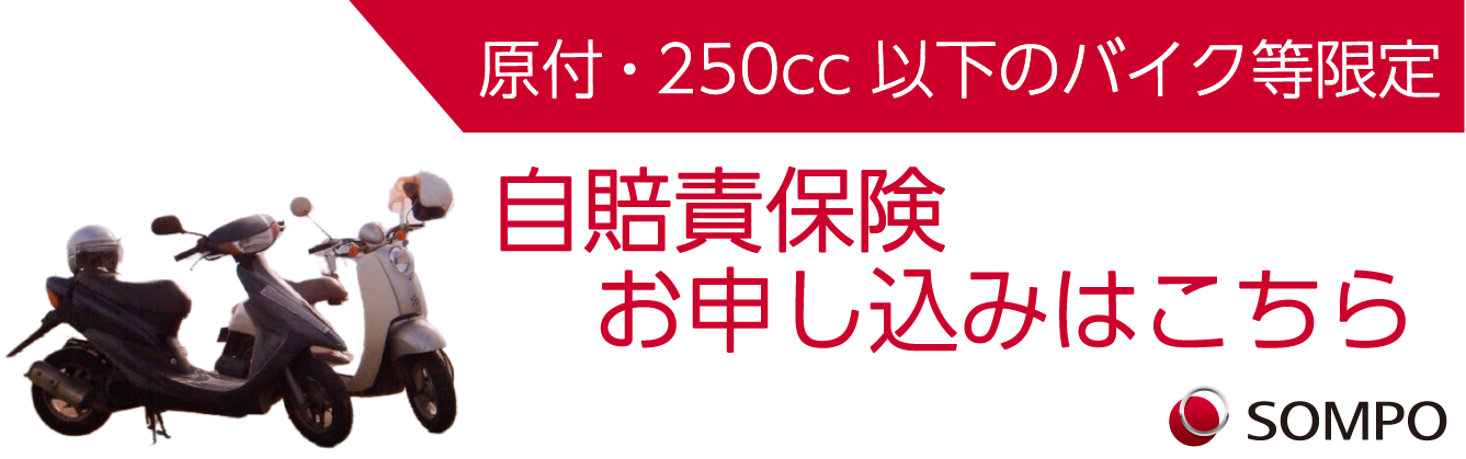 原付・250cc以下のバイク等限定　損保ジャパンのバイク自賠責保険